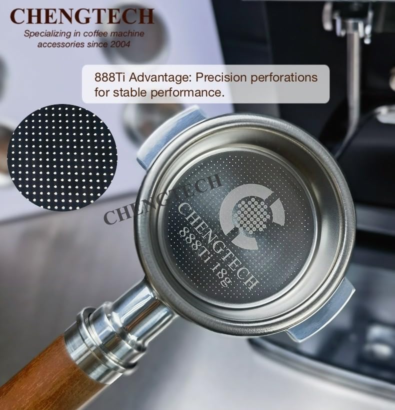 Chengtech 58mm 18g 888Ti Titanium Espresso Filter Basket – Precision 888 Holes, Straight-Walled Flat Bottom, Ridgeless for Balanced Extraction - Image 4